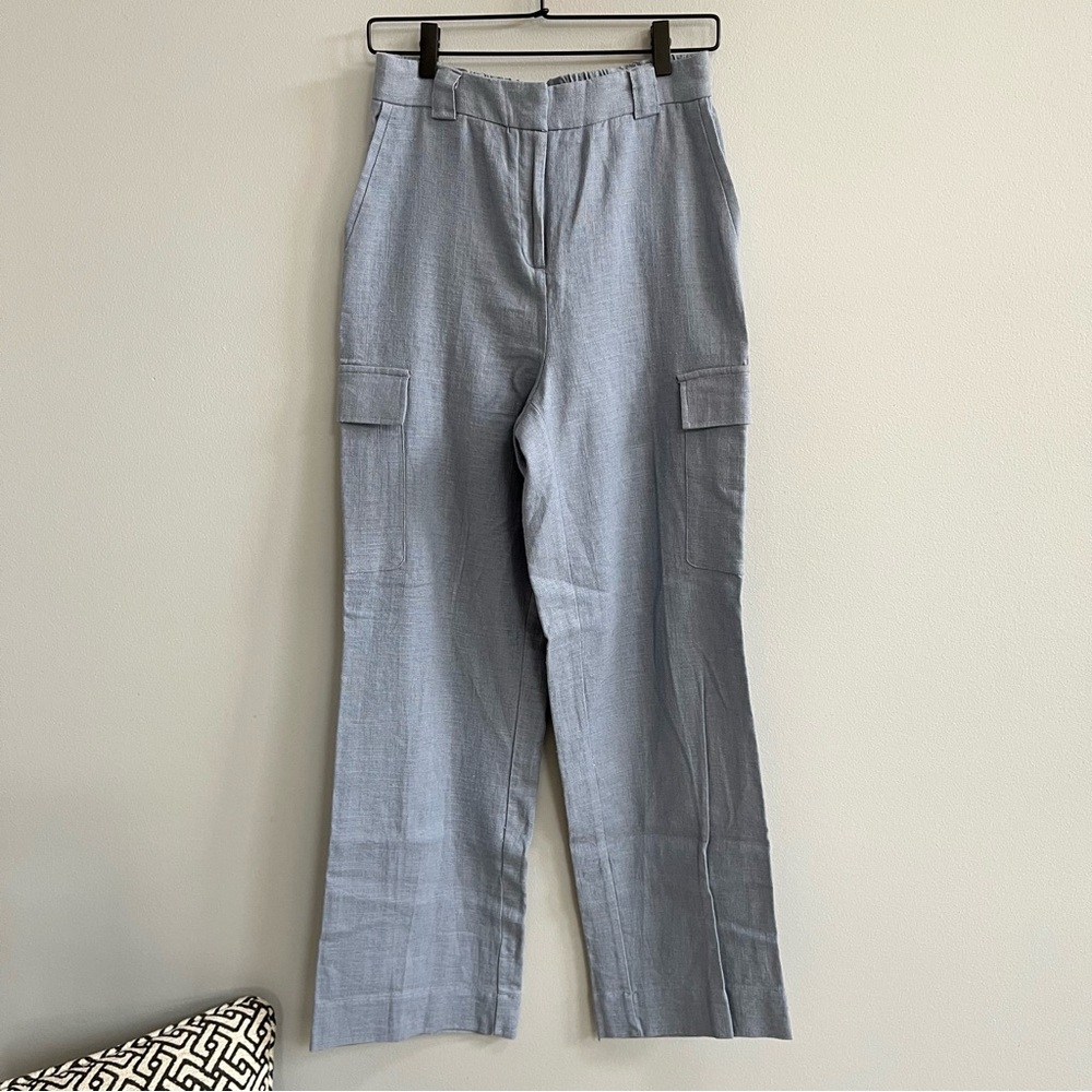 House of Harlow 1960 Women’s Cargo Pants Wide Leg Linen Blend Size 6 Office Wear